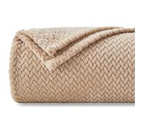 NEWCOSPLAY Coperta super morbida, marrone di prima qualità, in pile di flanella setosa, motivo foglie, leggera, per tutte le stagioni (marrone, 101,6 x 127 cm)