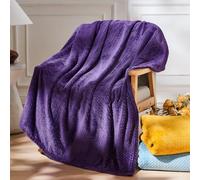 NEWCOSPLAY Coperta super morbida, viola scuro di prima qualità, in pile di flanella setosa, motivo foglie, leggera, per tutte le stagioni (viola scuro, copriletto, 127 x 152,4 cm)