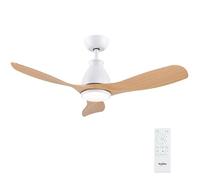 Newday 106cm Ventilatore da Soffitto Colore Legno con Luce e Telecomando | Silenzioso, Pala Soffitto con Luce Dimmerabile, Ventola Soffitto con 3 Pala Plastica ABS, Modalità Sleep