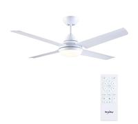Newday 122cm Ventilatore da Soffitto Bianco con Luce e Telecomando, Ventola Soffitto con 4 Pala, Dimmer senza passaggi, Modalità 7 velocità, Timer, Reversibile Motore DC Silenzioso per Soggiorno