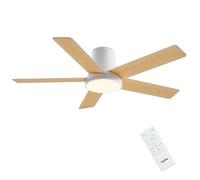 Newday 132cm Grande Ventilatore da Soffitto Legno, Pale Soffitto con Luce e Telecomando Silenzioso, 7 Modalità Velocità, Temperatura Colore e Luminosità Dimmabile Senza Gradini, Motore DC Reversibile