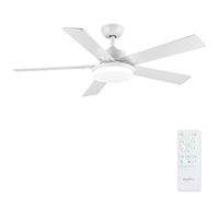 Newday 132cm Ventilatore da Soffitto Bianco, Ventilatore da Soffitto con Luce e Telecomando Réversible, 5 Pale da Soffitto con Luce Dimmerabile, per Soggiorno Camera da Letto Cucina Terrazza