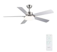 Newday 132cm Ventilatore da Soffitto con Luce e Telecomando Argento, Réversible 5 Pala Soffitto con Luce Dimmerabile, Ventola Soffitto Grande Silenzioso per Soggiorno Camera da Letto Cucina Terrazza