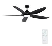 Newday 153cm Ventilatore da Soffitto Nero Grande con Luce e Telecomando Silenzioso, Pala Soffitto con 5 Pale Reversibile, Dimmer senza Passaggi, Timer per Soggiorno, Volume d'aria Massimo: 8000CFM