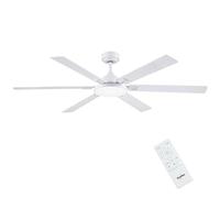 Newday Ventilatori da Soffitto Bianco con 6 Pale, 153CM Grande Pale Soffitto con Luce e Telecomando, Dimmer senza Passaggi, Modalità Sleep, Timer, Motore DC Reversibile Silenzioso per soggiorno