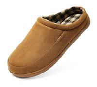 NewDenBer Uomo Comodo Memory Foam Pantofole Suede Morbido Plaid Foderato Slip On Indoor Outdoor Casa Scarpe(39/40 EU, Marrone a scacchi)