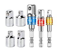 Newder Set 7 Pezzi Adattatore Esagonale 1/4" 3/8" 1/2" + Adattatore Chiave a Bussola 1/4 3/8 1/2 Acciaio di Alta Qualità per Trapano Avvitatore