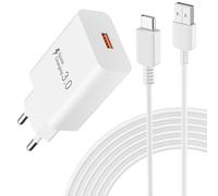 Newding Caricabatterie rapido compatibile con Samsung Galaxy A17, A16, A15 5G, A14, A13, A12, A06, A05, A05s, A04s, A55, A54, A52, A35, A33, A32, A25 QC 3.0 Adattatore di alimentazione USB con cavo