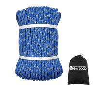 NewDoar Corda intrecciata marina con gancio, 10 mm, in poliestere resistente, per ormeggio/traino/ancoraggio per barche, yacht, moto d'acqua, gancio in acciaio inox preimpiombato, blu, 50 m