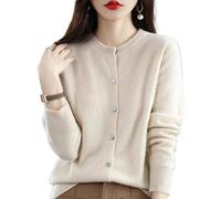 Newdvmmss Manche Lunghe, Tricot Dolce e Caldo, col Rondo Mantello in cardigan tricottato(Beige,L)