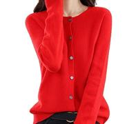 Newdvmmss Manche Lunghe, Tricot Dolce e Caldo, col Rondo Mantello in Cardigan tricottato(Rouge,L)