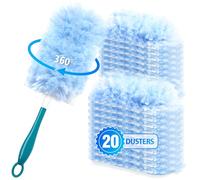 NEWE Duster Piumini Catturapolvere per Swiffer, 20 Piumini e 1 Manico, 360 Gradi Cattura e Intrappola Polvere e Sporco con Microfibre 4X per la Pulizia delle Tende Libreria Mobilia