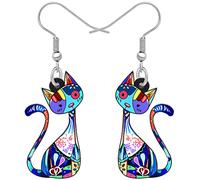 NEWEI Acrilico Anime Gatto Orecchini Pendenti Gatto Cute Gioielli Gatto Divertente Regali per Signore Ragazze Donna Charms (Cobalto)