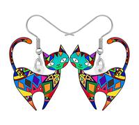 NEWEI Acrilico Anime Gatto Orecchini Pendenti Gatto Cute Gioielli Gatto Divertente Regali per Signore Ragazze Donna Charms (Arcobaleno)