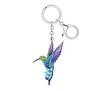 NEWEI Acrilico Carino Colibrì Portachiavi Uccello Regali per Donne Ragazze Chiavi Auto Borsa Portafoglio Zaino Amanti Uccello Accessori (Viola)
