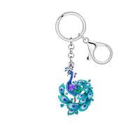 NEWEI Acrilico Carino Pavone Portachiavi Auto Chiavi Portafoglio Anelli Accessori Uccello Regali per le Donne Ragazze Uccello Amanti Charms (Verde)