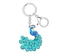 NEWEI Acrilico Carino Pavone Portachiavi Auto Chiavi Portafoglio Portachiavi Anelli Accessori Uccelli Regali per Donne Ragazze Amanti Degli Uccelli Charms, Blu, Medium