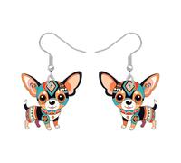 NEWEI Acrilico Divertente Chihuahua Cane Orecchini Pendenti per le Donne Ragazze Carino Cucciolo Animali Design Bohemian Gioielli Accessori Regali Boho per gli Amanti Cani Mamma Animali (Marrone)