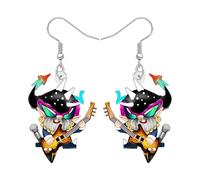 NEWEI Acrilico Divertente Punk Gnomi Orecchini Pendenti Gnomo Regali per le Donne Ragazze Quirky Gotico Chitarra Elettrica Rock Gnomo Orecchini Gioielli per gli Amanti della Musica Charms (Colorato)