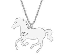 NEWEI Carino smalto cavallo collana regali cavallo ciondolo gioielli per donne ragazze cavallo ama ciondoli, Smaltato, Argento Placcato C