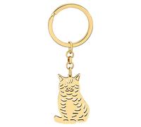 NEWEI Cute Acciaio Inox Gatto Portachiavi Porta Chiavi Gatto Anelli Portachiavi De Le Donna Ragazze Borsa Auto Charms (Placcato Oro C)
