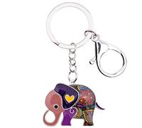 NEWEI Cute Smalto Elefante Portachiavi Accessori Porta Chiavi Chiave Elefantino Regali per Donna Bambina (Viola)