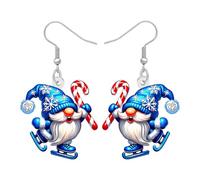 NEWEI Orecchini pendenti invernali in acrilico con gnomi natalizi, regali di Natale per donne e mamme, divertenti orecchini blu e bianchi con gnomo di Babbo Natale, gioielli da donna regali per