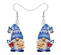 NEWEI Orecchini pendenti invernali in acrilico con gnomi natalizi, regali di Natale per donne e mamme, divertenti orecchini blu e bianchi con gnomo di Babbo Natale, gioielli da donna regali per