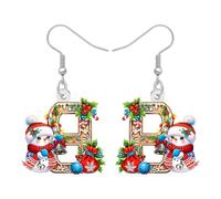 NEWEI Simpatici orecchini pendenti a forma di lettera iniziale di Natale, regali di festa per le donne, in acrilico, con lettere di Natale, regali di apprezzamento per accessori di compleanno, Medium