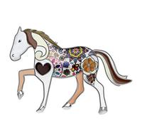 NEWEI Spilla a forma di cavallino, smaltata, per donne e ragazze, con cavallo floreale, gioielli (marrone), Smalto, lega di zinco, nichel