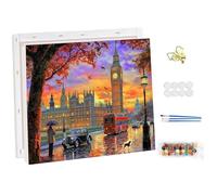 NEWENMO Big Ben Dipingere con i Numeri Adulti con Telaio,Dipingi con i Numeri Belle Vedute di Londra,Kit di Pittura a Olio su Tela Fai-Da-Te,Paint by Numbers Adulti Kits,Decorazioni per Casa 30x40cm