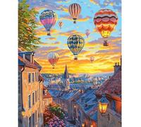 NEWENMO Cielo Colorato Dipingere con i Numeri per Adulti,Palloncino Ad Aria Calda Paint by Numbers,Tramonto Pittura con Numeri Kit,Dipingi con i Numeri,con Vernici e Pennelli,per Decora Casa 40x50cm