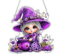 NEWENMO Graziosa Fata Diamond Painting Pendente,5D Fiori Pittura Diamante con Catena,Diamond Painting Adulti Ciondolo,Cristallo Diamante Kit,per Decorazione di Finestre,Pareti,Porte e Giardini