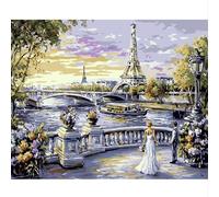 NEWENMO Torre Eiffel Dipingere con i Numeri Kit,Bellissimo Scenario di Parigi Paint by Numbers Adulti,Pittura con Numeri Set,Dipingi con i Numeri Adulti,Kit di Pittura a Olio,per Decora Casa 40x50cm