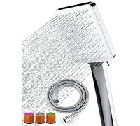 Newentor Soffione doccia con 1,5 m Tubo Doccia,Doccino per Doccia Risparmio Idrico ad Alta Pressione, Doccia Grande, Funzione 6 Getti, a risparmio d'acqu