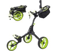 Newfly Carrello da golf a 3 ruote ultra leggero, pieghevole, con freno a pedale, facile da aprire e chiudere, con porta ombrello e borsa per riporre oggetti