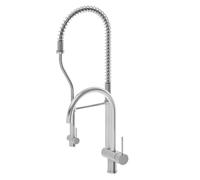 Newform - Moony miscelatore lavello doppia bocca e doccetta sidespray [PVD acciaio spazzolato] - 3155.59.066