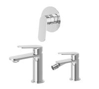 NEWFORM - RISE UP set miscelatore lavabo e miscelatore bidet senza scarico + miscelatore doccia - 74012+74026+74070 : Finitura - Cromo lucido