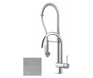 Newform - Set Moony lavello miscelatore monoforo nichel doppia bocca con doccia lavastoviglie 3155.31.028