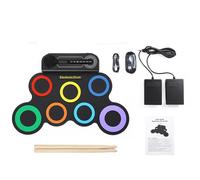NEWFUN Batteria Elettronica, Tappetino Arrotolabile per Esercitarsi con 7 Drum Pad in Silicone con Mazzette e Pedale per Principianti