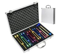 NEWFUN Diapason,Diapason Neurologico,Set di 8 pezzi con base + 1 martelli in silicone e panno per la pulizia, ideale per la terapia, per la terapia dei chakra, la terapia del suono, l'antistress