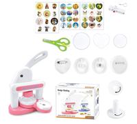 NEWFUN Macchina Per Spille, Kit Completo Per Creare Badge Personalizzati 55mm E 35mm, Cuore E Tondo, Per Bambini, Fai Da Te, Portachiavi, Adesivi Frigo, Regali Creativi