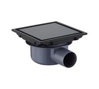 NEWFUN Piletta Doccia, 15 * 15 Piletta Doccia a Pavimento, Scarico Doccia, Inibitore di Odori, Scarico a Pavimento Invisibile, Uso Positivo e Negativo, Doppia Filtrazione, Piastrellabile (black)