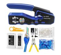 NEWFUN Pinza Crimpatrice RJ45, Crimpatrice RJ45, pinza rj45, Tester di Rete, Spelafili, Installazione di Reti Professionali, Set di Strumenti di Crimpatura Cat5 Cat5e Cat6, 20 Spine RJ45