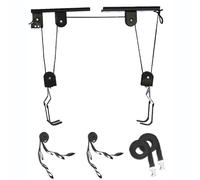 NEWFUN Portabici da Soffitto, Gancio Bici Soffitto, Appendi Bici da Soffitto, Portata 60 KG, Montaggio a Soffitto per Canoe e Biciclette, Sollevatore per Biciclette con Cavo da 15 M