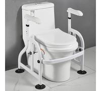 NEWFUN Rialzo WC per Anziani, Comoda WC Alzawater per Anziani, Morsetti Girevoli a 360°, Antisdrucciolevole,Maniglioni Bagno per Aanziani,portata fino a 150kg