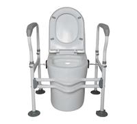 NEWFUN Rialzo WC per Anziani, Comoda WC Alzawater per Anziani, Morsetti Girevoli a 360°, Antisdrucciolevole,Maniglioni Bagno per Aanziani,portata fino a 150kg
