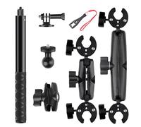 NEWFUN Supporto per Videocamera, Accessorio per insta360 x4, Kit per Moto per insta360 x4, X3, X2 Rotazione di 360 Gradi, Doppio Morsetto, Supporto per Moto, Compatibile con Più Dispositivi