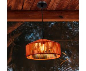 Newgarden Lampada a sospensione Calabardina, marrone, corda, Ø30cm, IP44 Newgarden