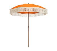 newgarden - Ombrellone arancione in tessuto e frange per esterni, spiaggia, giardino Ø 220 cm pieghevole. Struttura in acciaio inox regolabile in altezza per terrazza e balcone, arancione (Arancione)